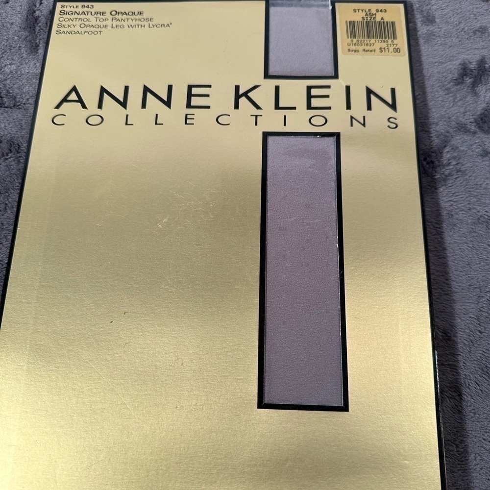 Anne Klein Signature Opaque Control Top Pantyhose Ash Gray Style 943‎ Size A NEW